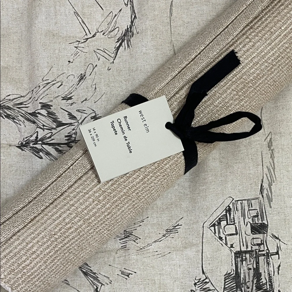Riviera Cotton Table Runner 14x90 in Natural & Champagne - NEW
